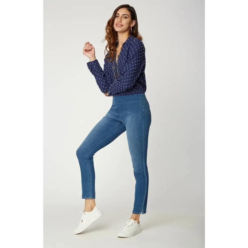 Not Your Daughter's Jeans Pull On Skinny Ankle Jeans Blue NYDJ Women's Size 8P 8 - Picture 4 of 7